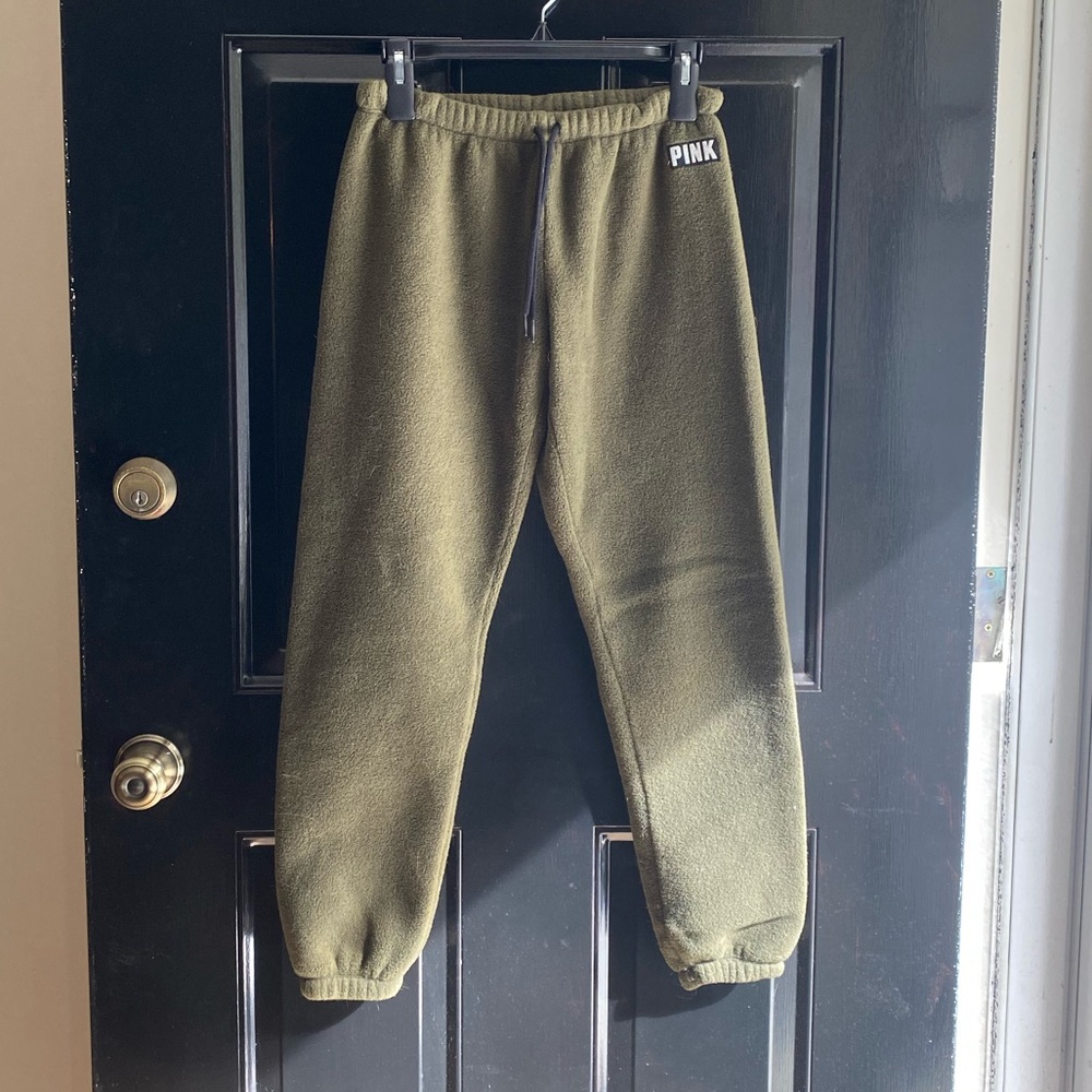 Fuzzy green sweat pants